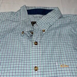 Drake Clothing Company Mens Medium Plaid Short Sleeve Button Down Fishing Shirt